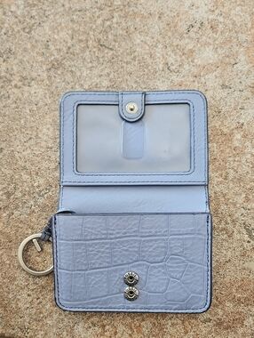 Fossil Light Blue Croc-Embossed Card Holder Keychain